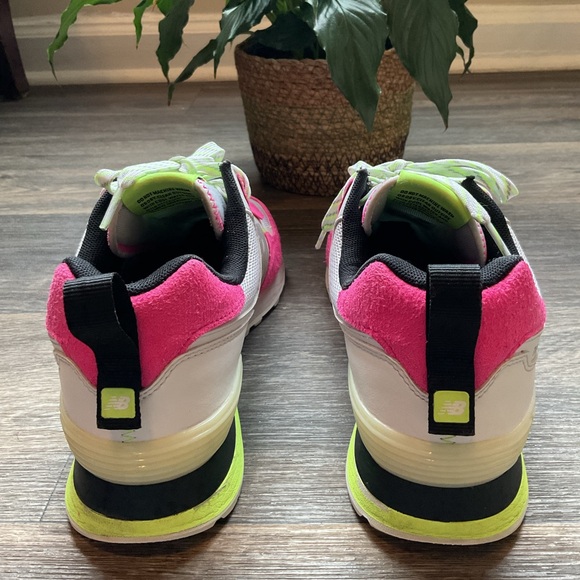 New Balance Women's Neon Pink and White Sneakers - Picture 5 of 8